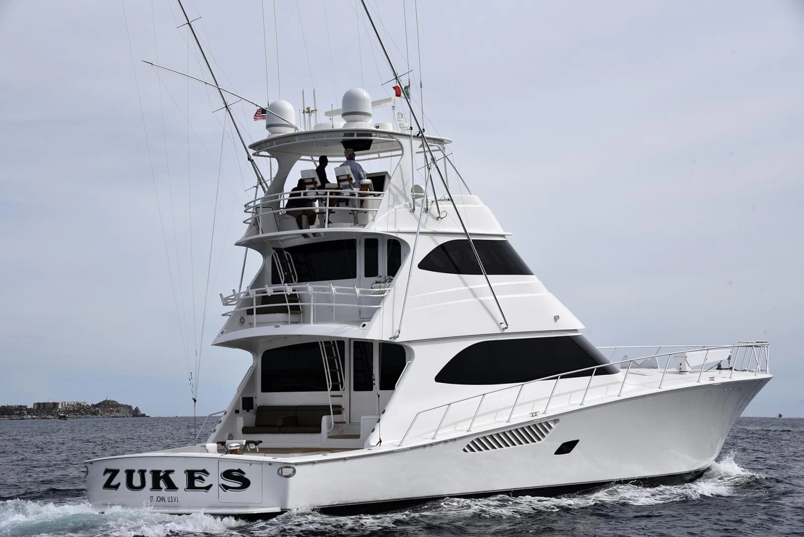 a white boat on the water aboard SALTY K Yacht for Sale