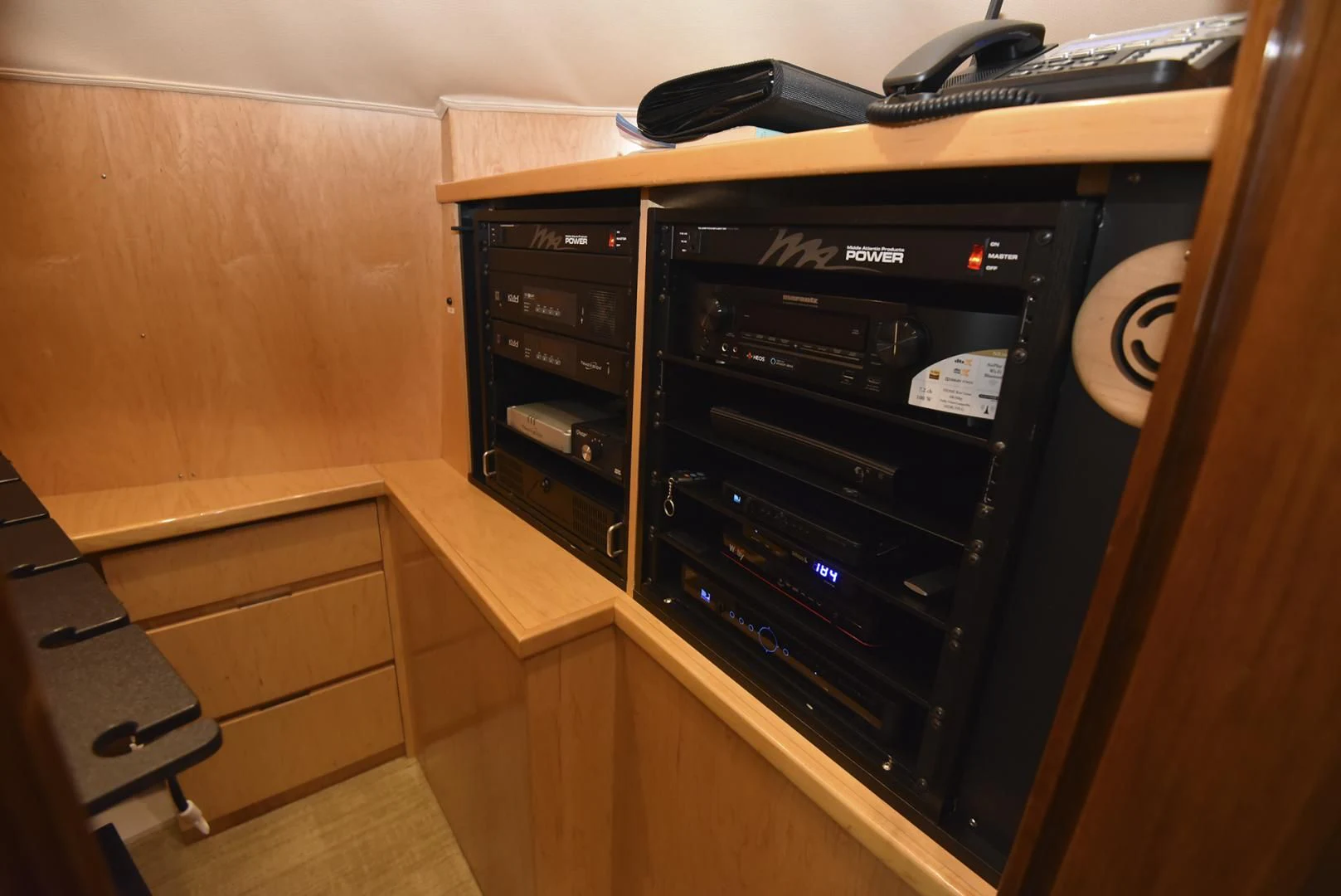 a black computer tower aboard SALTY K Yacht for Sale