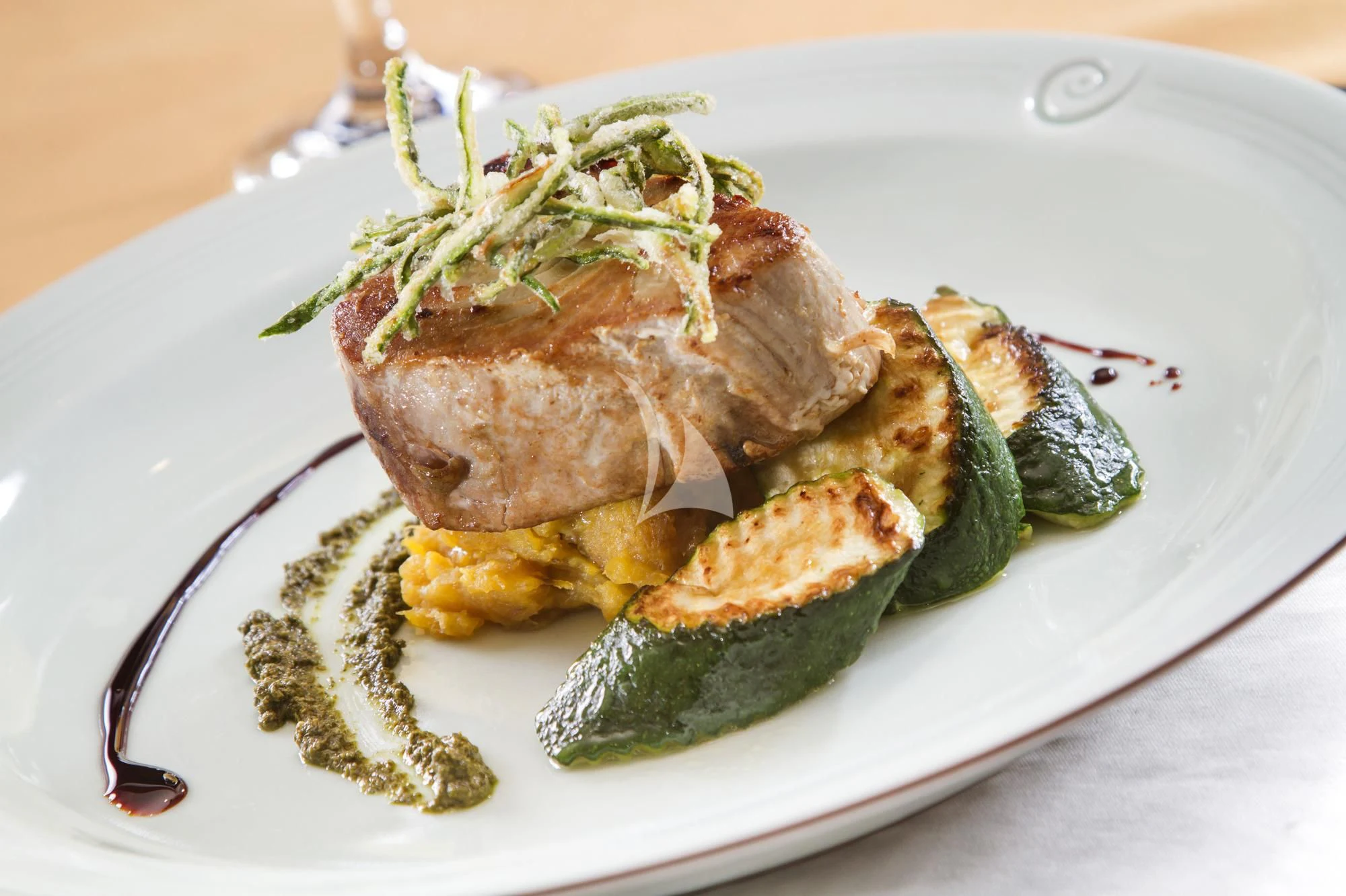 a plate of food aboard INTEGRITY Yacht for Sale