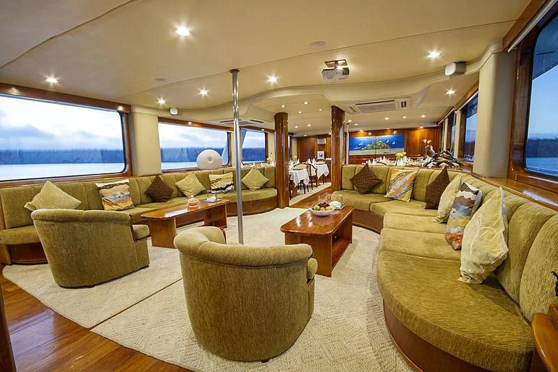 a living room with a large window aboard INTEGRITY Yacht for Sale