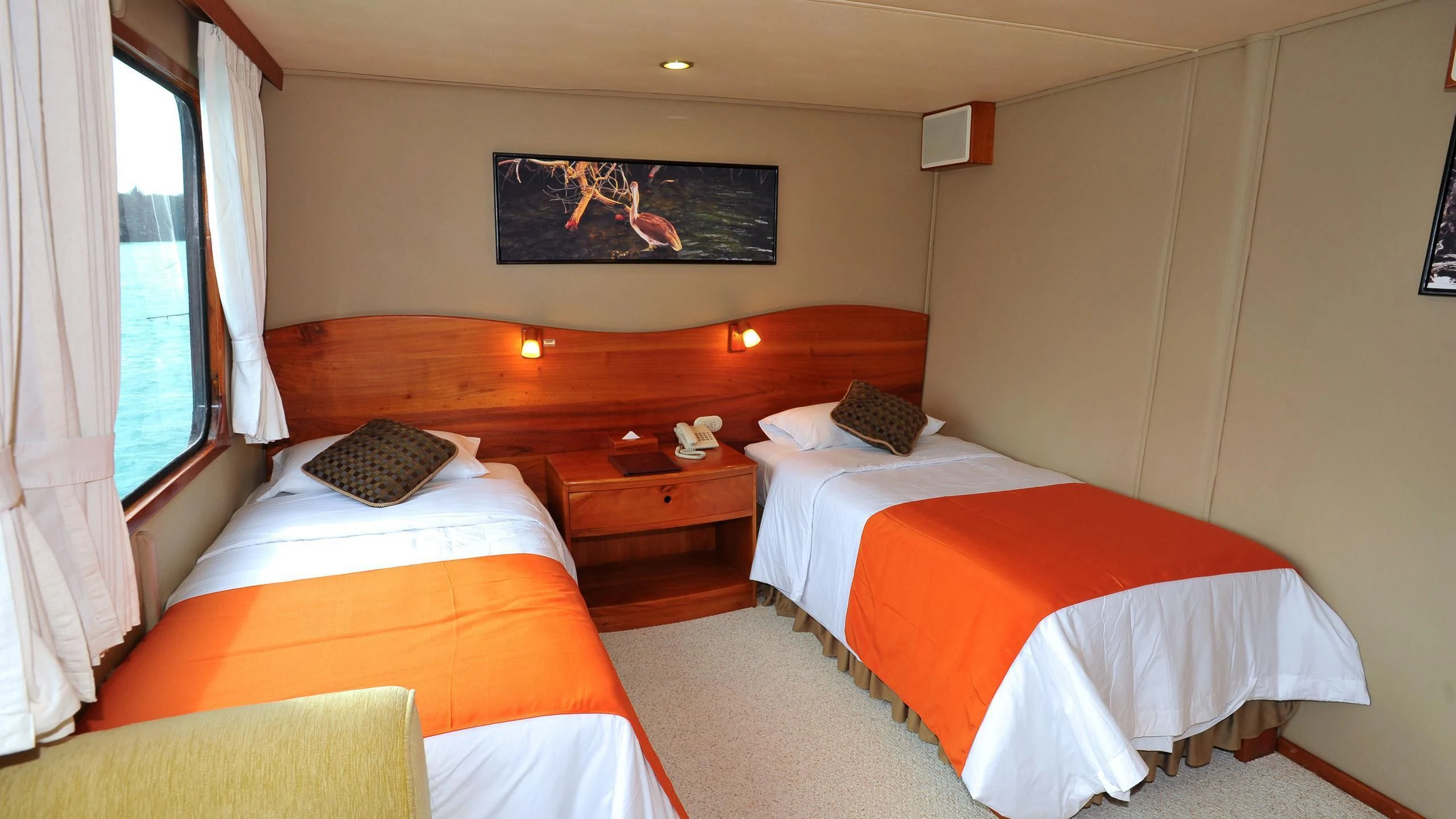 a room with two beds aboard INTEGRITY Yacht for Sale