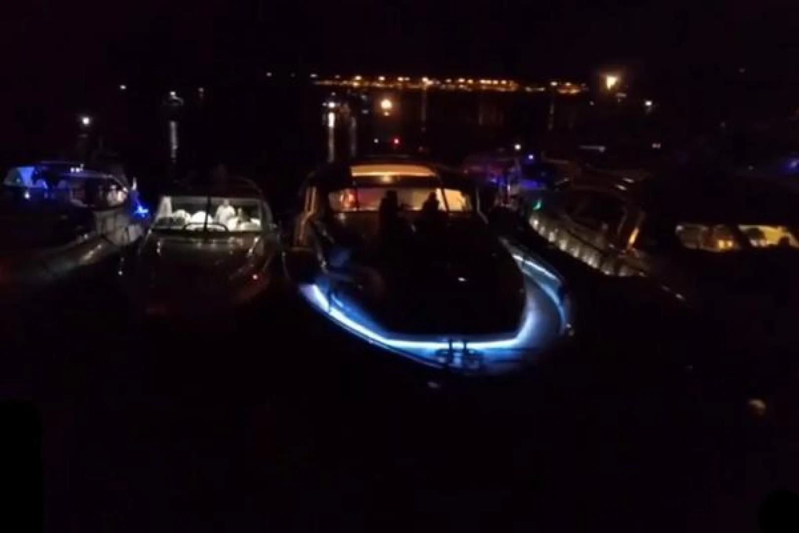 a group of lights in the dark aboard GHOST Yacht for Sale