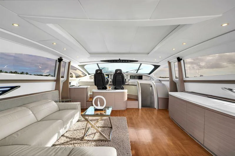 inside of a car aboard GHOST Yacht for Sale