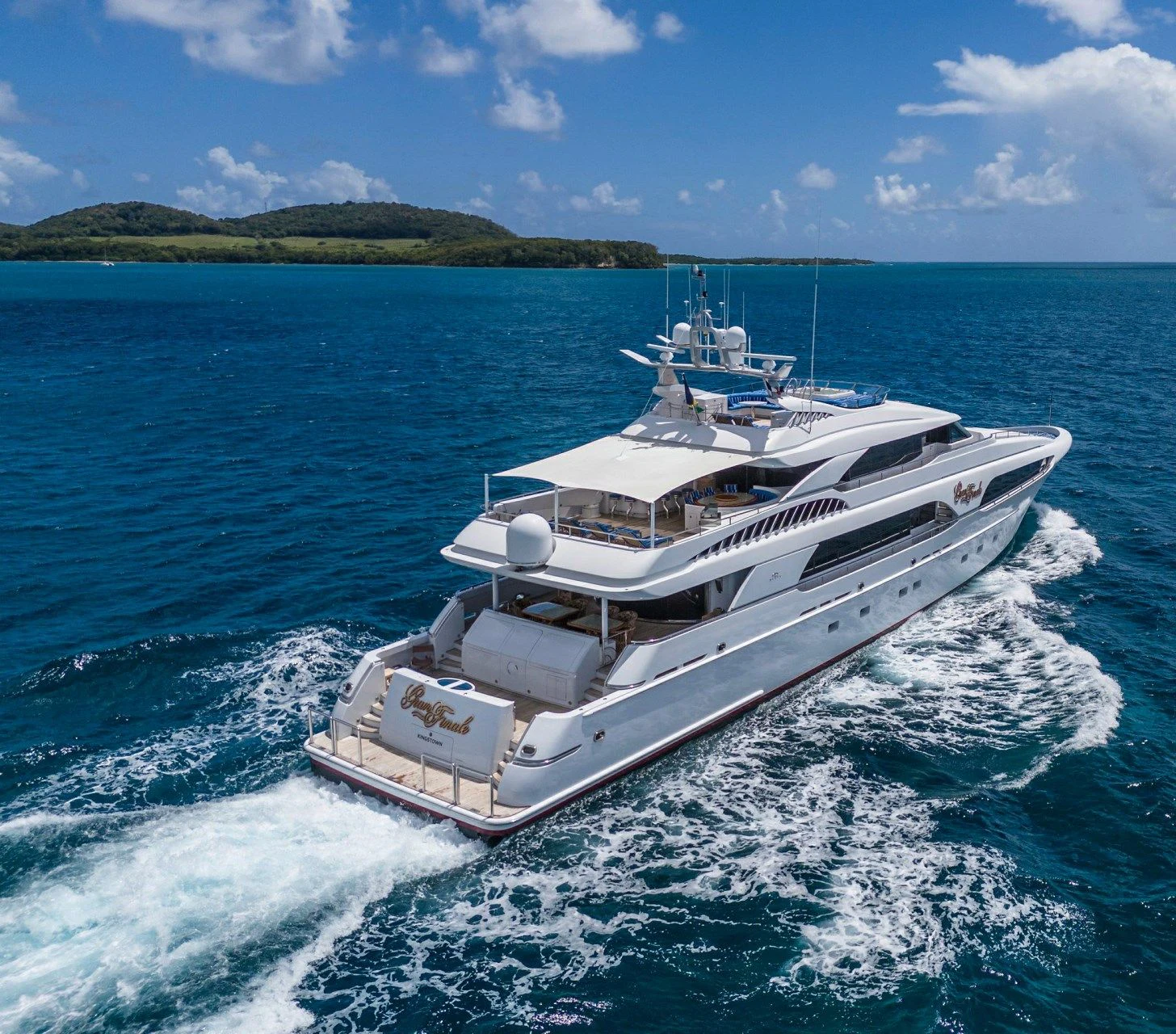 a ship on the water aboard DRIVEN Yacht for Sale