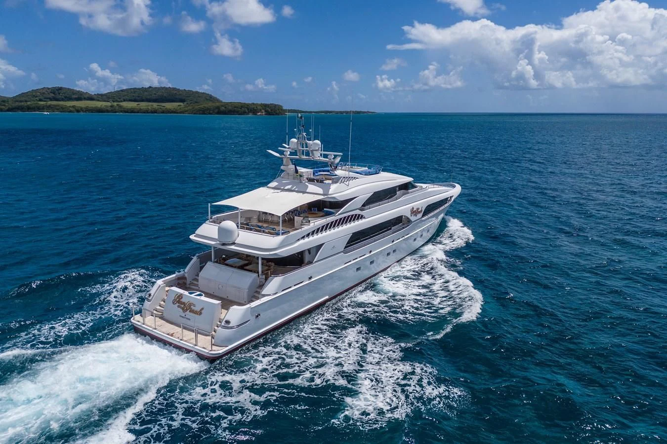 a ship on the water aboard DRIVEN Yacht for Sale