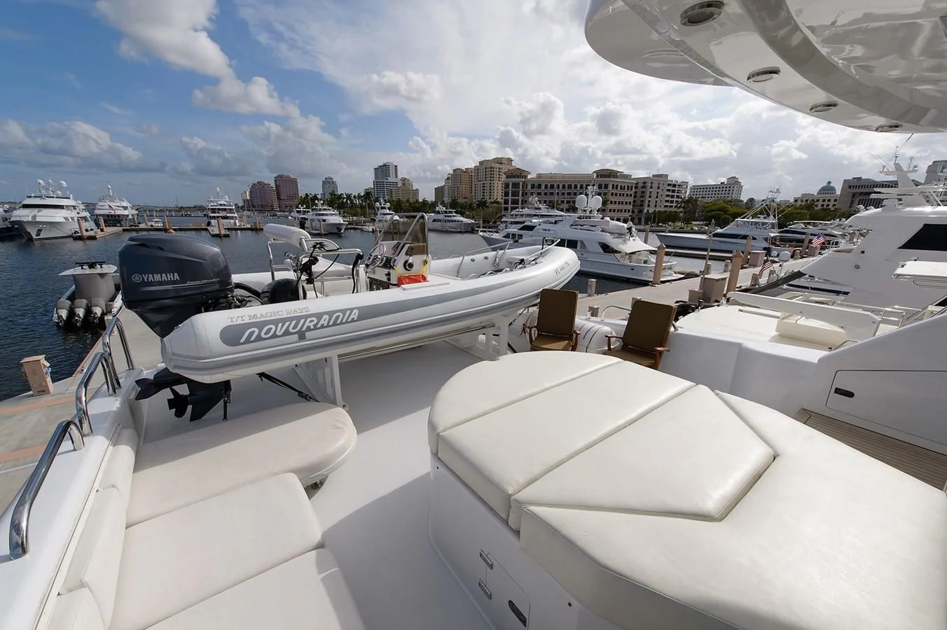 a boat docked at a port aboard BIG WAVE Yacht for Sale