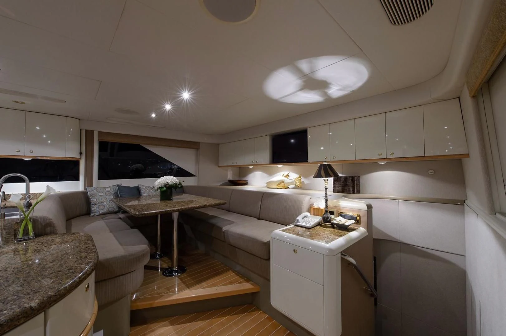 a well furnished living room aboard BIG WAVE Yacht for Sale