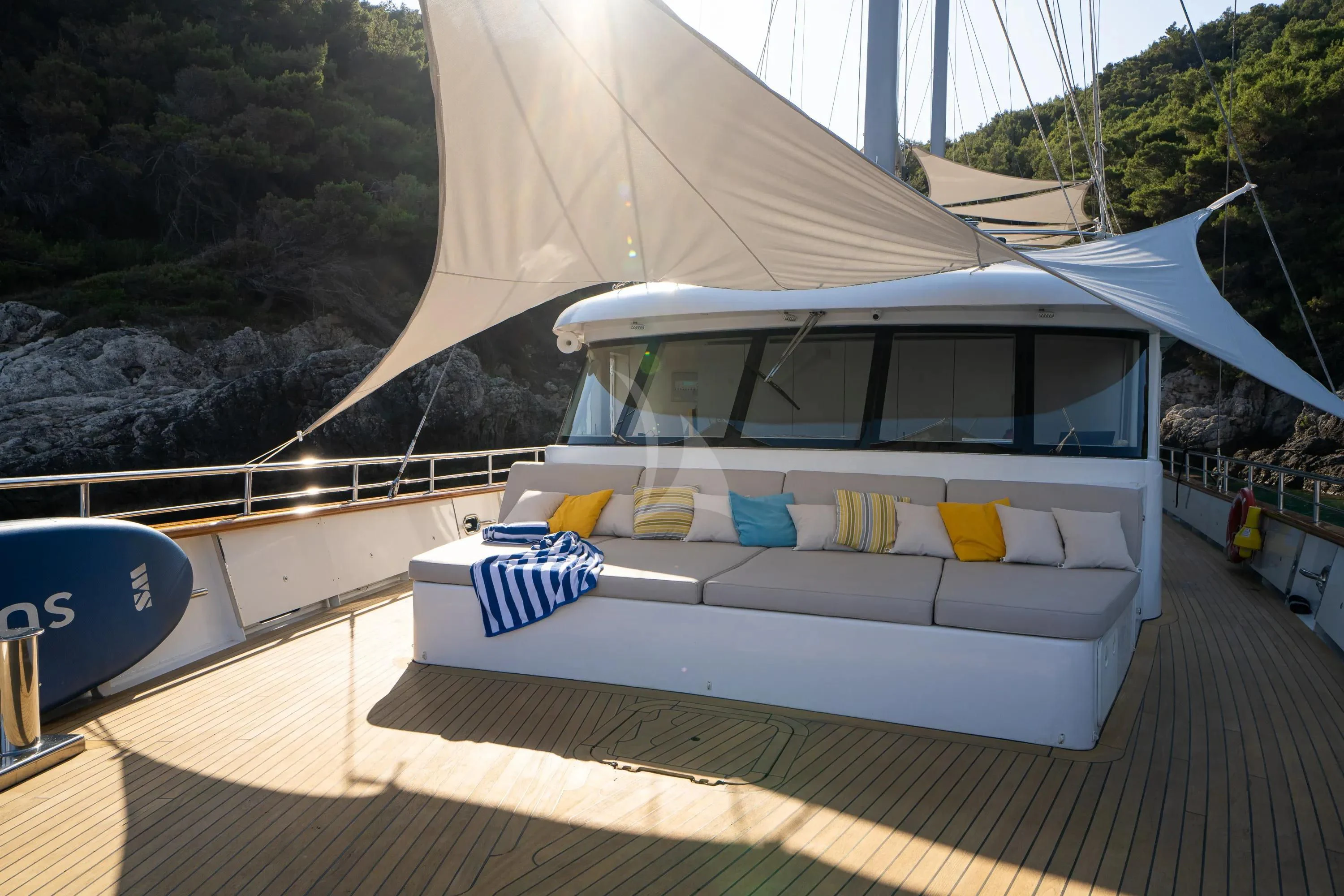 a boat on a deck aboard DALMATINO Yacht for Sale