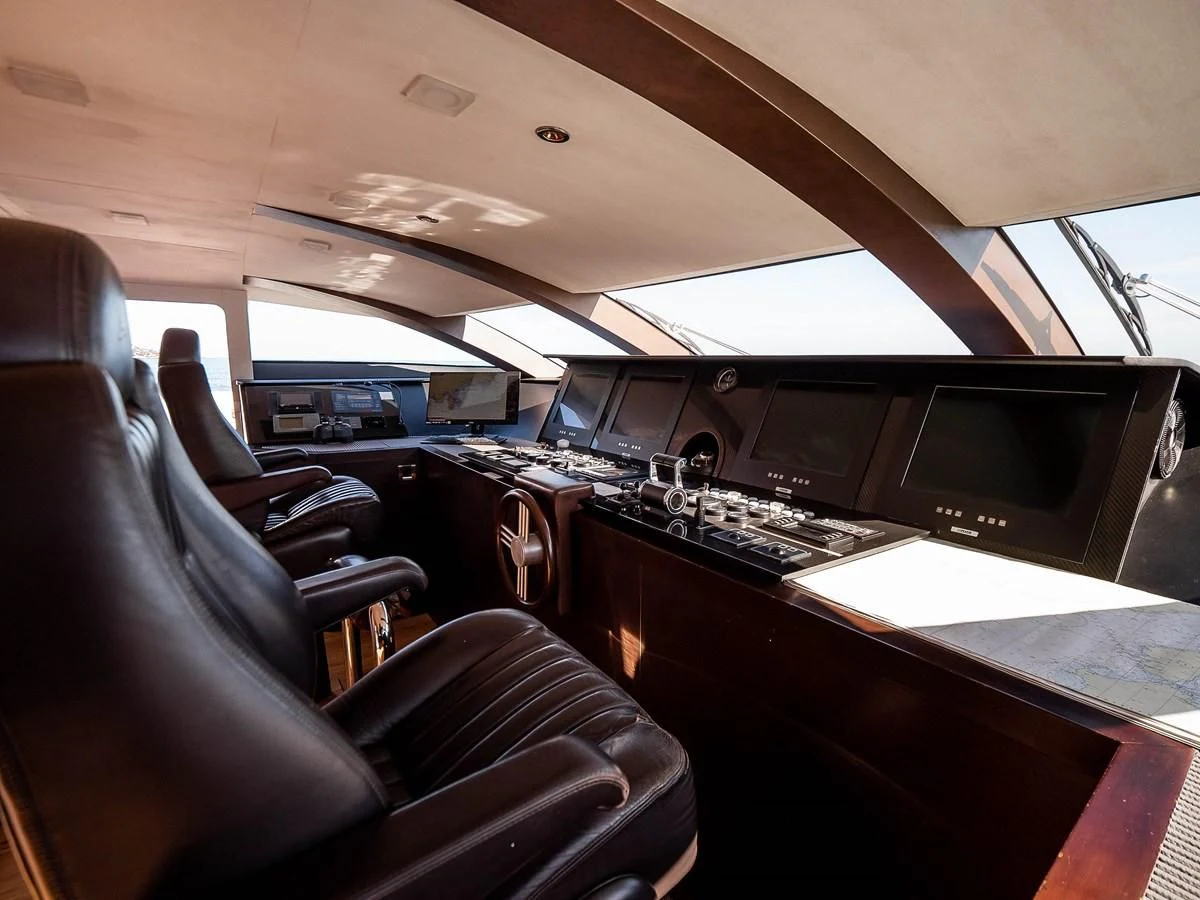 inside of a vehicle with computers aboard QHT Yacht for Sale