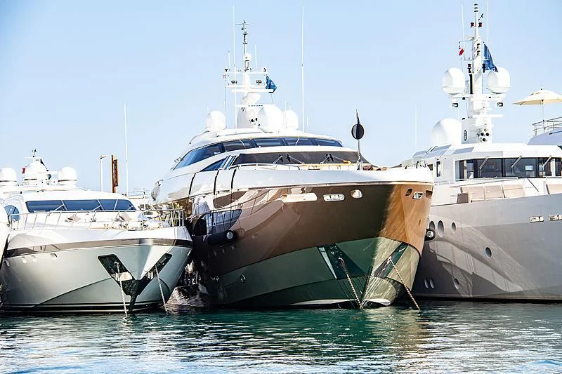several boats in the water aboard QHT Yacht for Sale