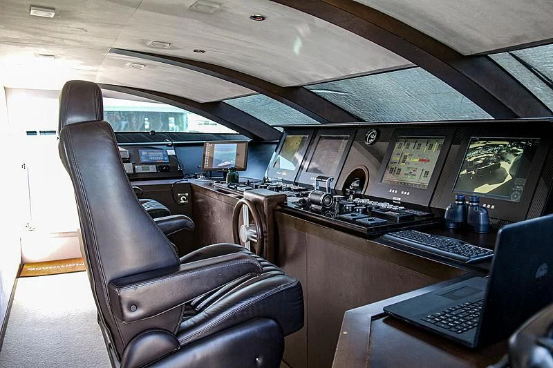 a leather chair in a cockpit aboard QHT Yacht for Sale