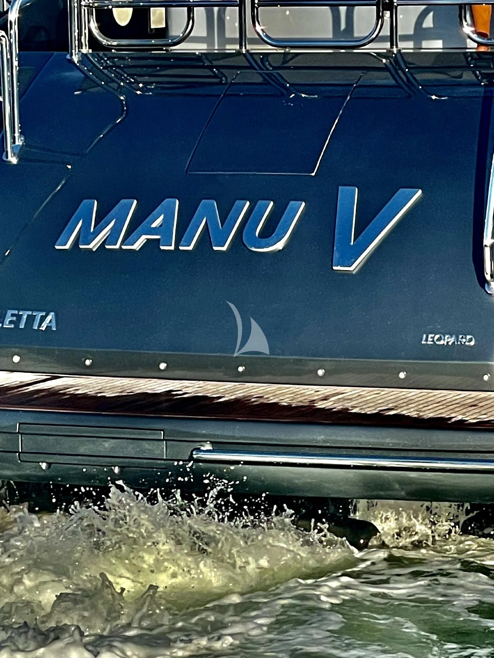 a train with water running through it aboard MANU V Yacht for Sale