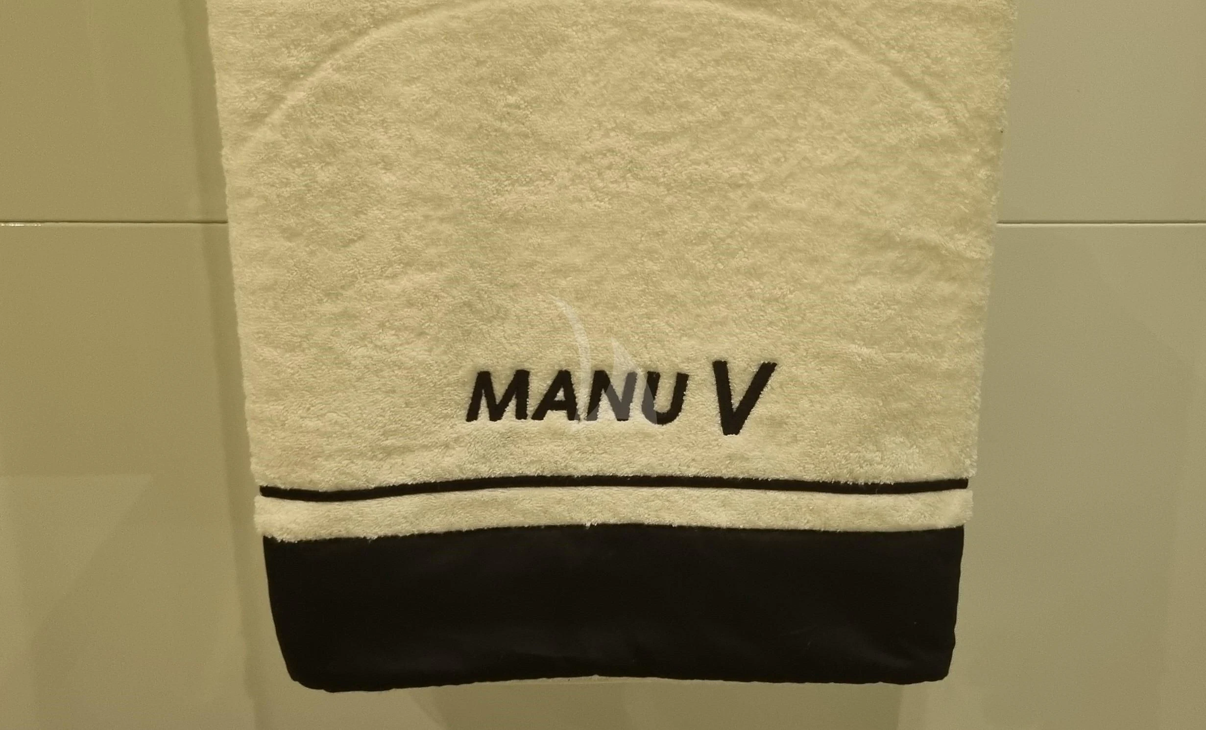 a towel on a towel aboard MANU V Yacht for Sale