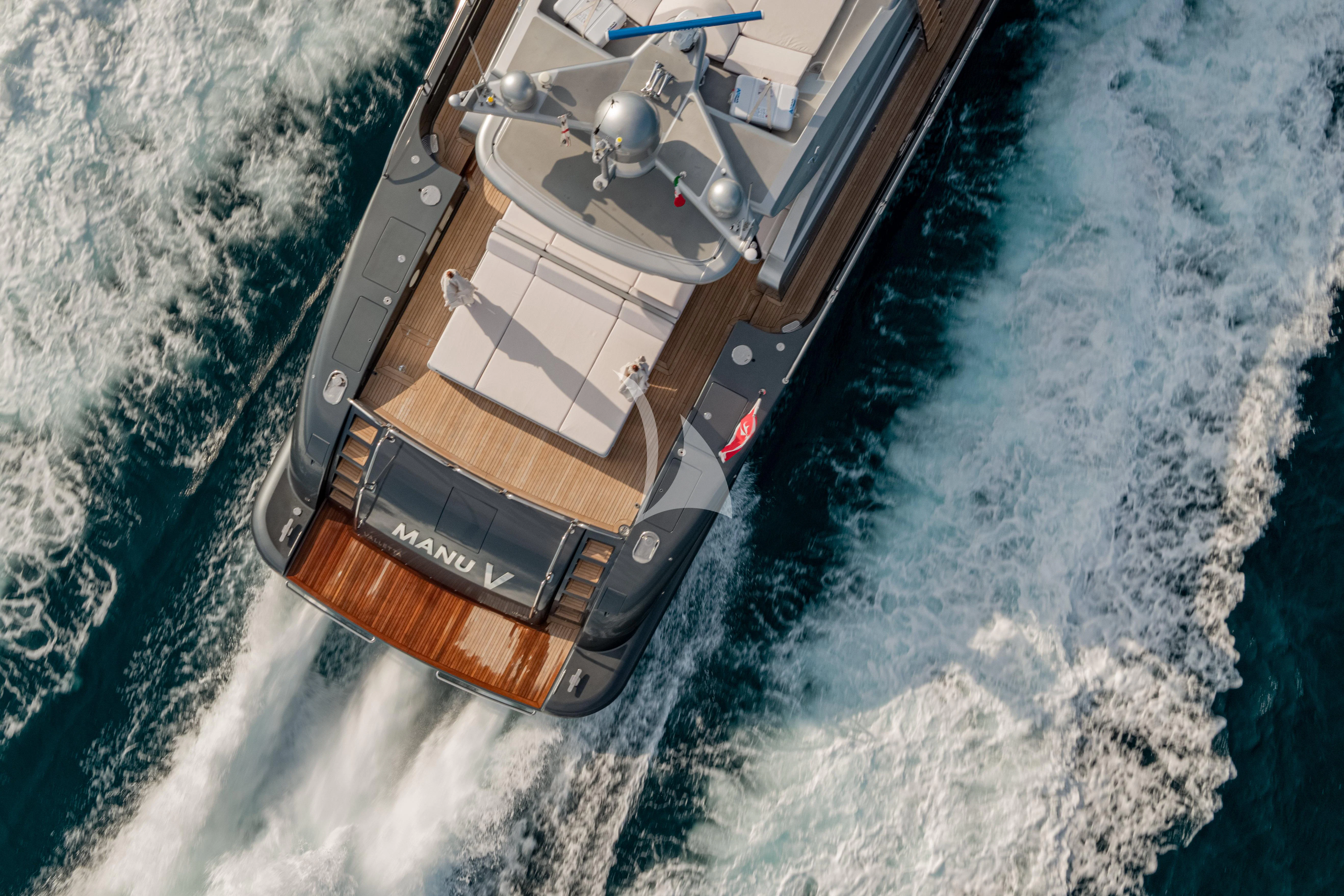 a boat on the water aboard MANU V Yacht for Sale