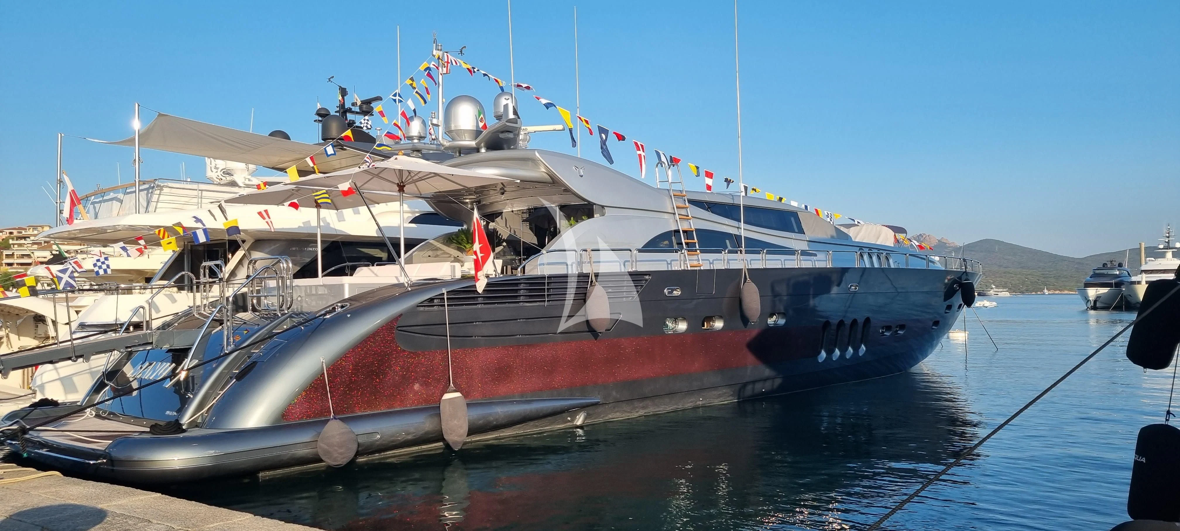 a large boat docked aboard MANU V Yacht for Sale