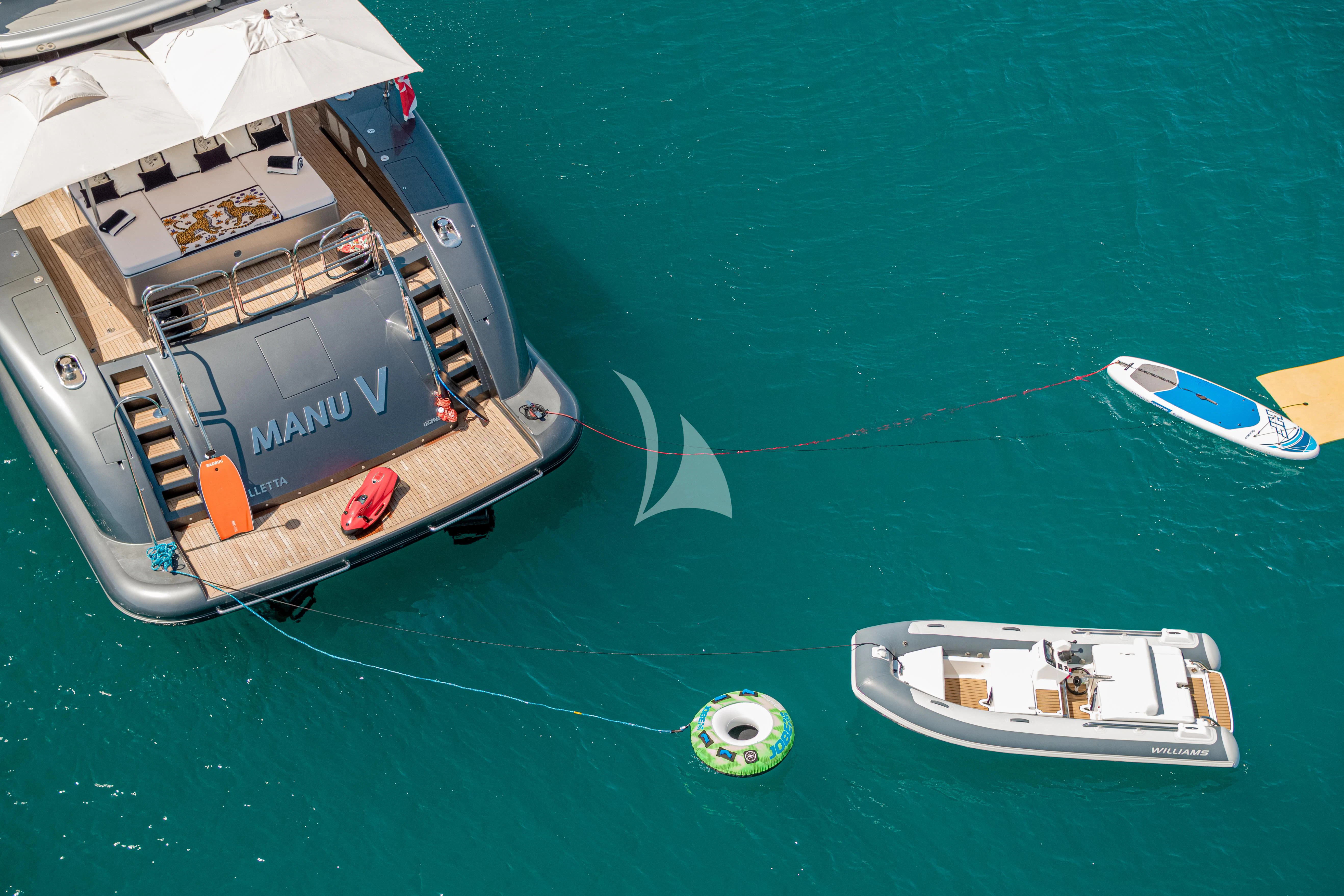 a boat on the water aboard MANU V Yacht for Sale