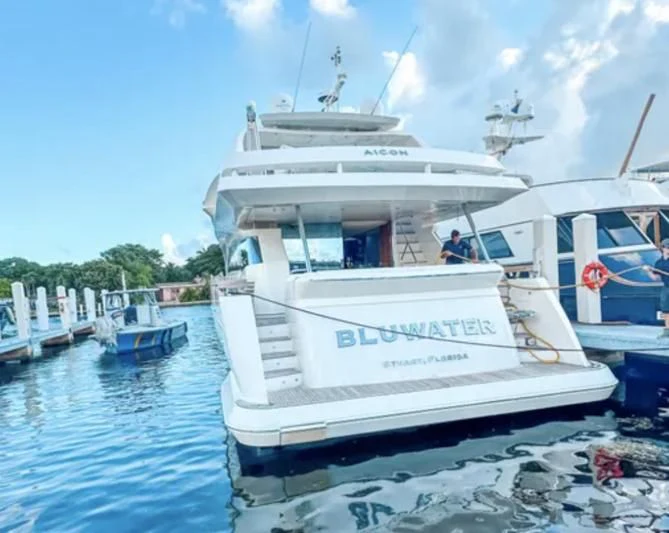 a boat in the water aboard BLUWATER Yacht for Sale