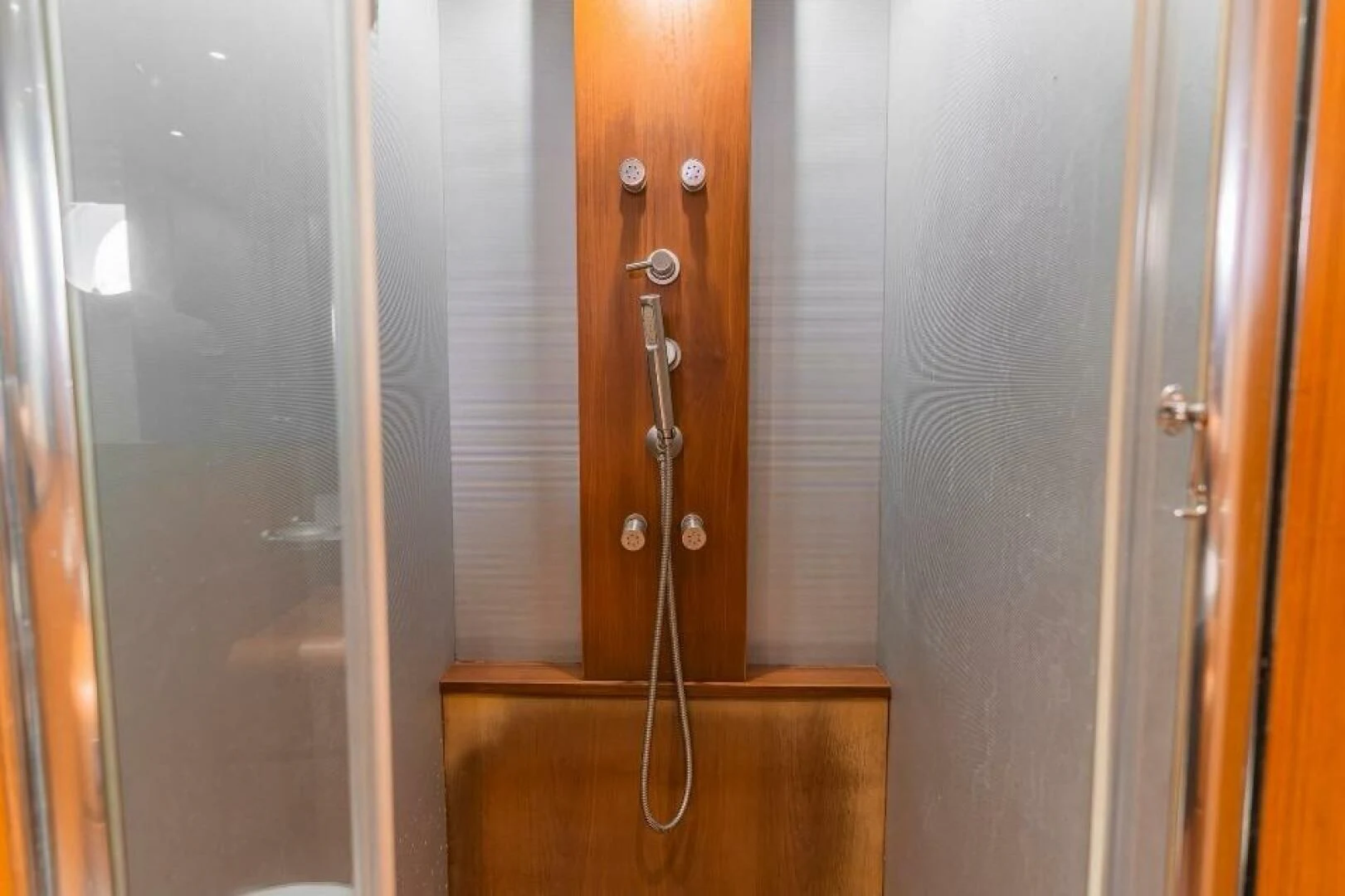 a door with a handle aboard BLUWATER Yacht for Sale