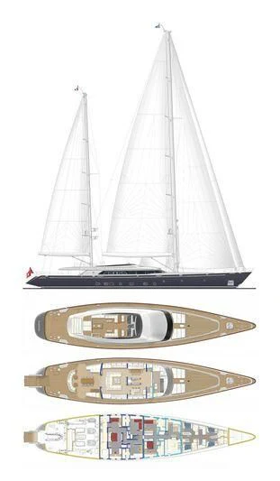 a model of a boat aboard ENTERPRISE Yacht for Sale