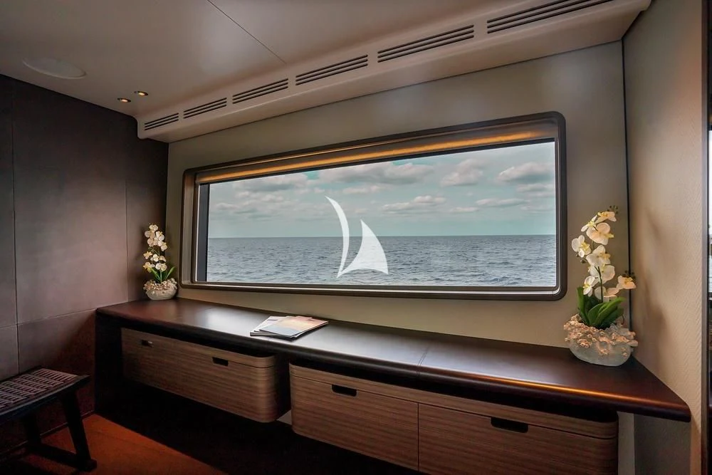 a tv on a stand aboard JYC Yacht for Sale