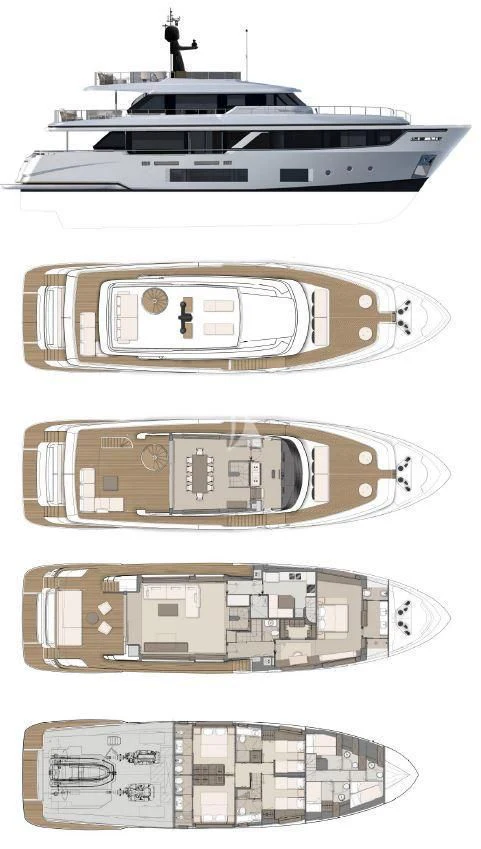 a white and black model of a military tank aboard JYC Yacht for Sale