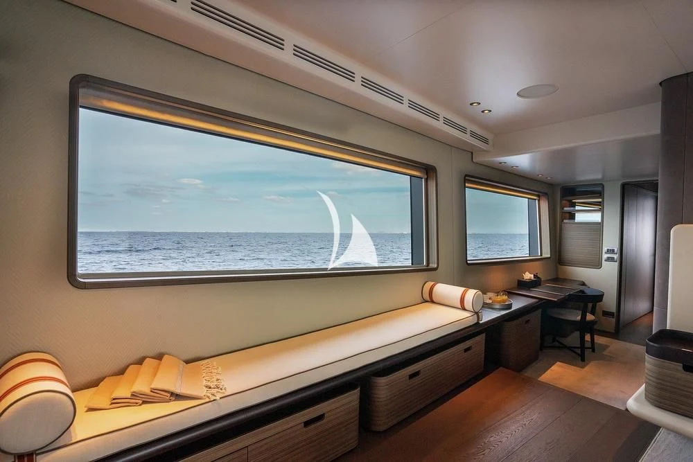 a room with a large window aboard JYC Yacht for Sale