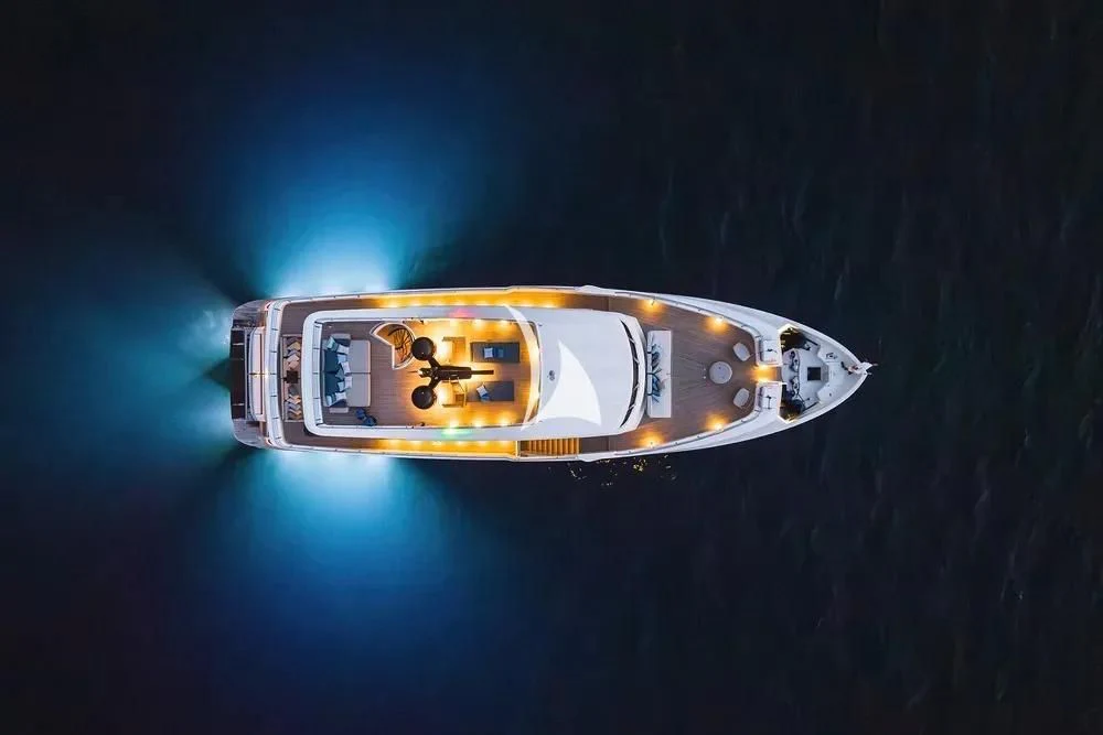 a space ship with a blue background aboard JYC Yacht for Sale