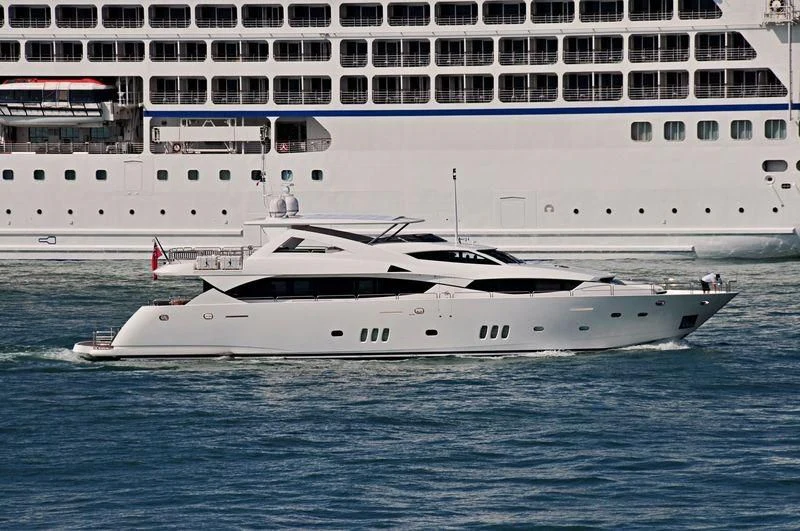a white yacht in the water aboard ALEXANIA Yacht for Sale