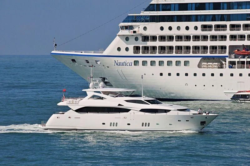 a large white boat in the water aboard ALEXANIA Yacht for Sale