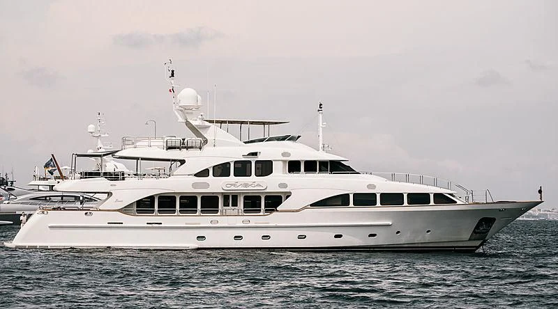 a large white boat in the water aboard ORINOKIA Yacht for Sale