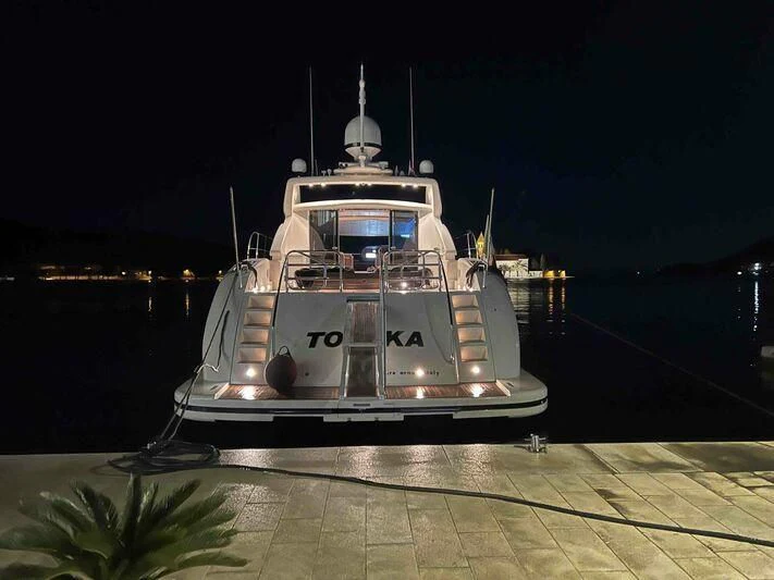 a boat on a dock aboard TOBEKA Yacht for Sale