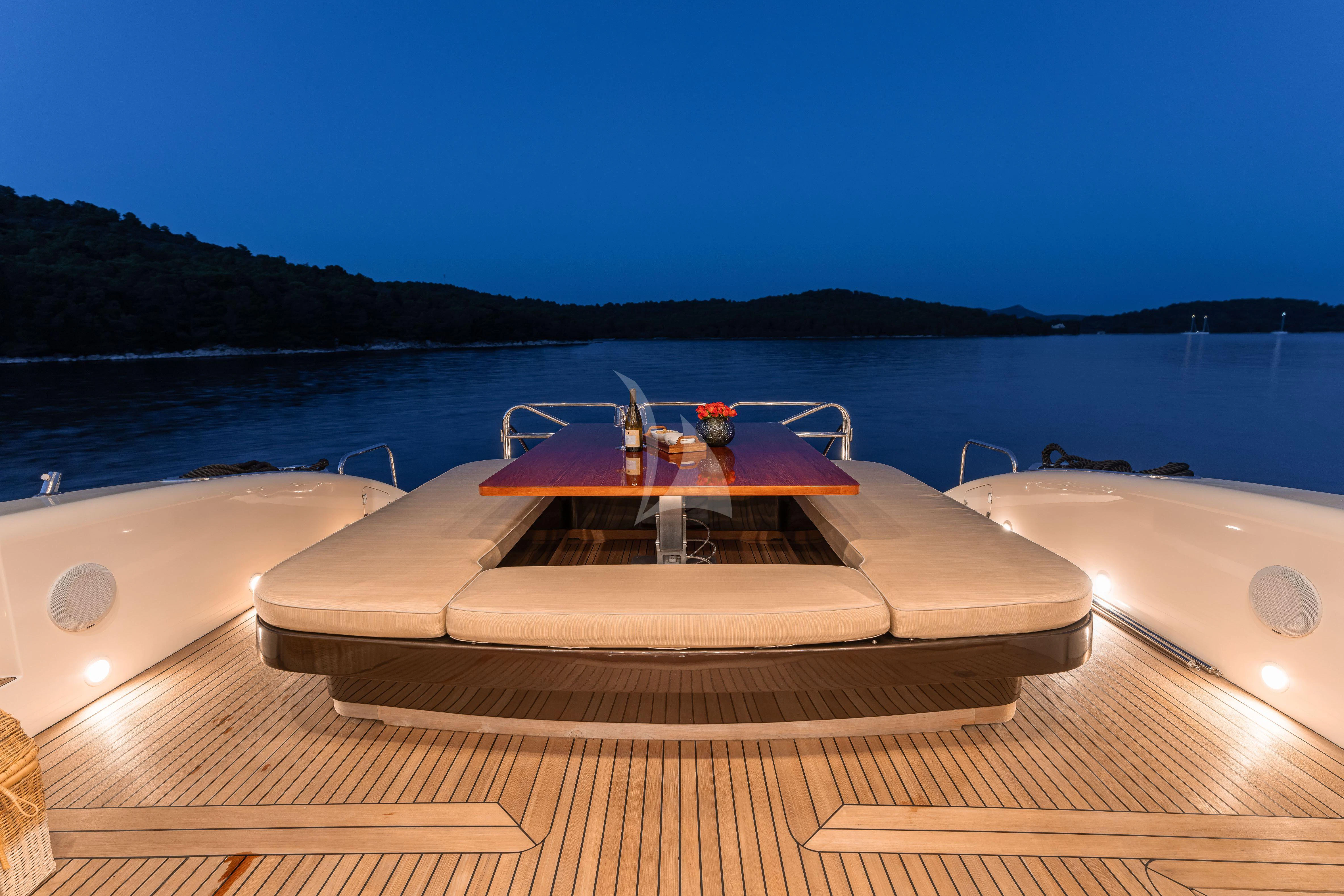 a boat on a deck aboard TOBEKA Yacht for Sale