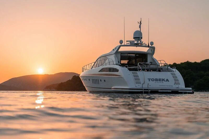 a boat on the water aboard TOBEKA Yacht for Sale