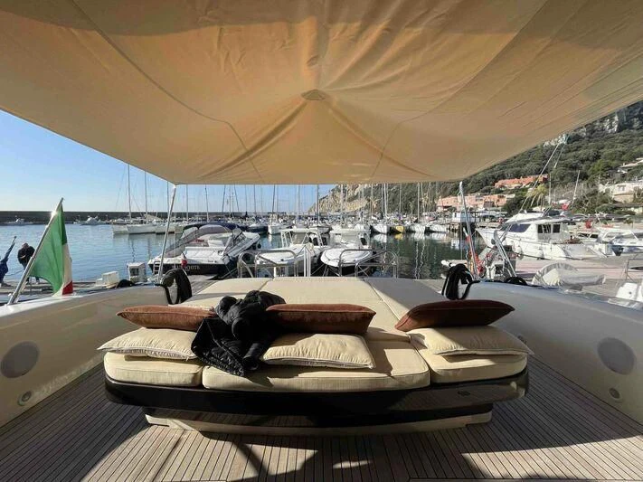 a large open book on a table aboard TOBEKA Yacht for Sale