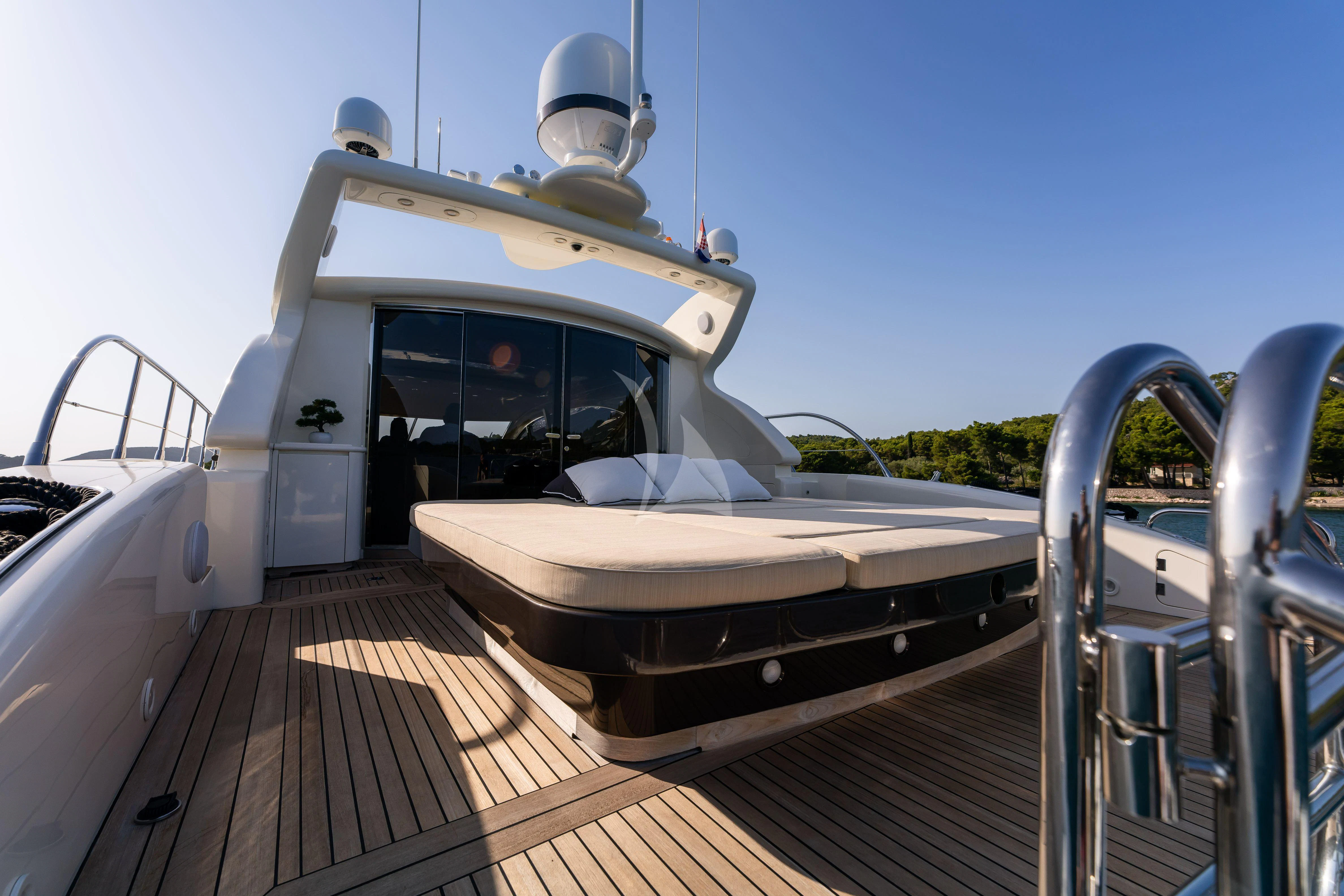 a boat on a deck aboard TOBEKA Yacht for Sale
