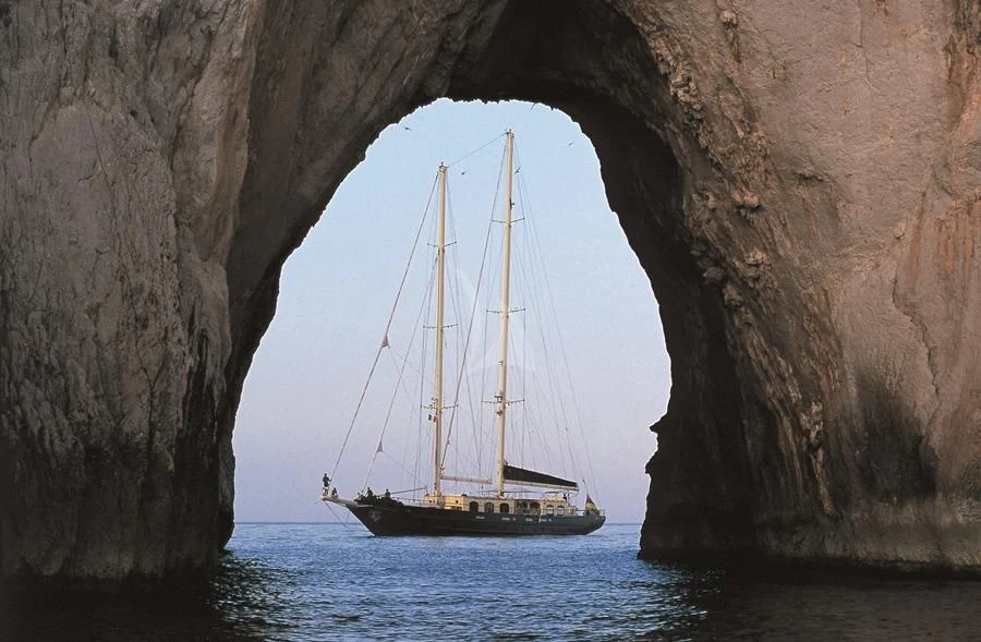 a boat in the water aboard OFELIA Yacht for Sale