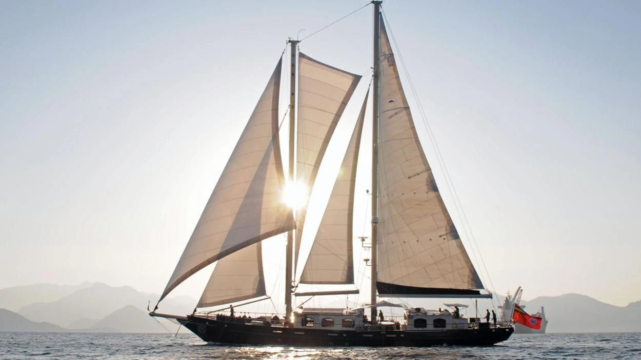 a sailboat on the water aboard OFELIA Yacht for Sale