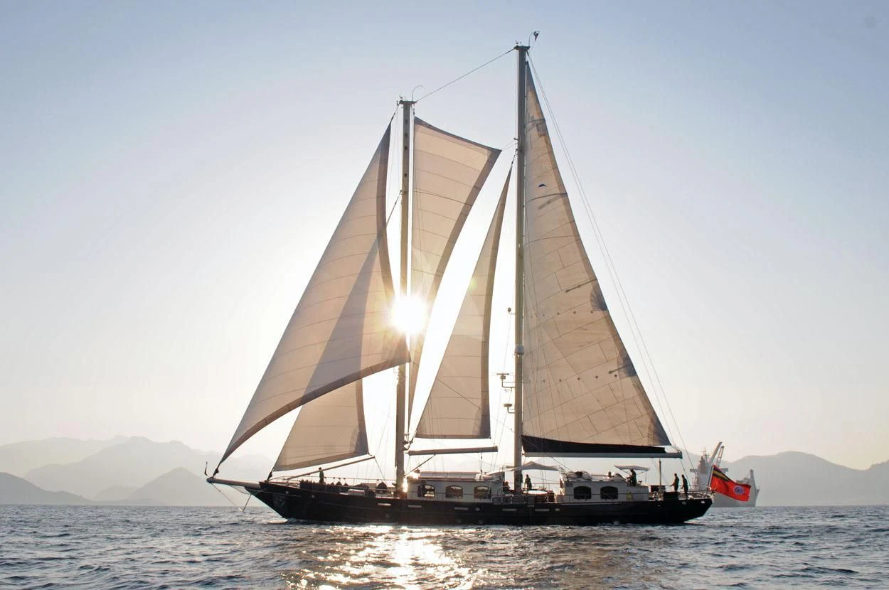 a sailboat on the water aboard OFELIA Yacht for Sale