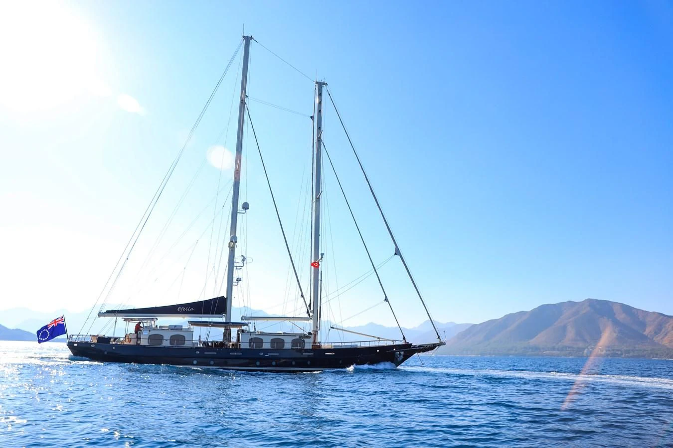 a boat sailing on the sea aboard OFELIA Yacht for Sale
