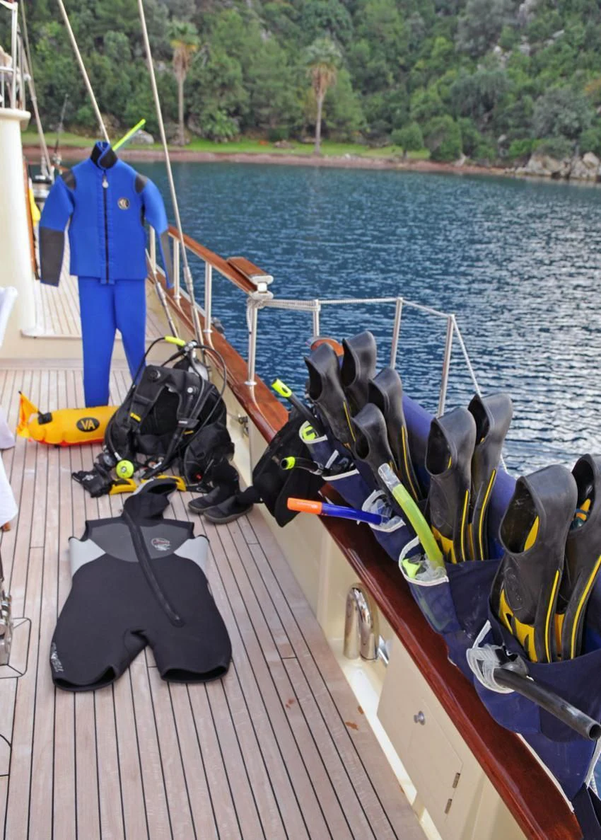 a group of boats on a dock aboard OFELIA Yacht for Sale