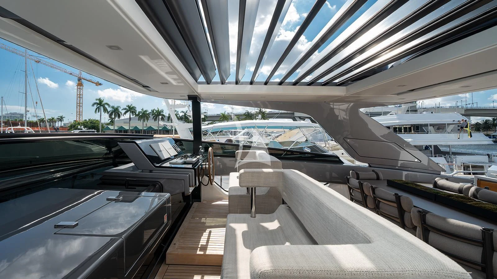 the inside of a car aboard ADIOS Yacht for Charter