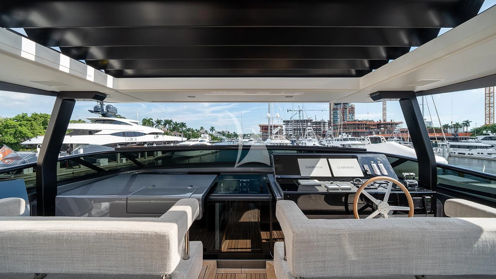 inside of a car aboard ADIOS Yacht for Charter