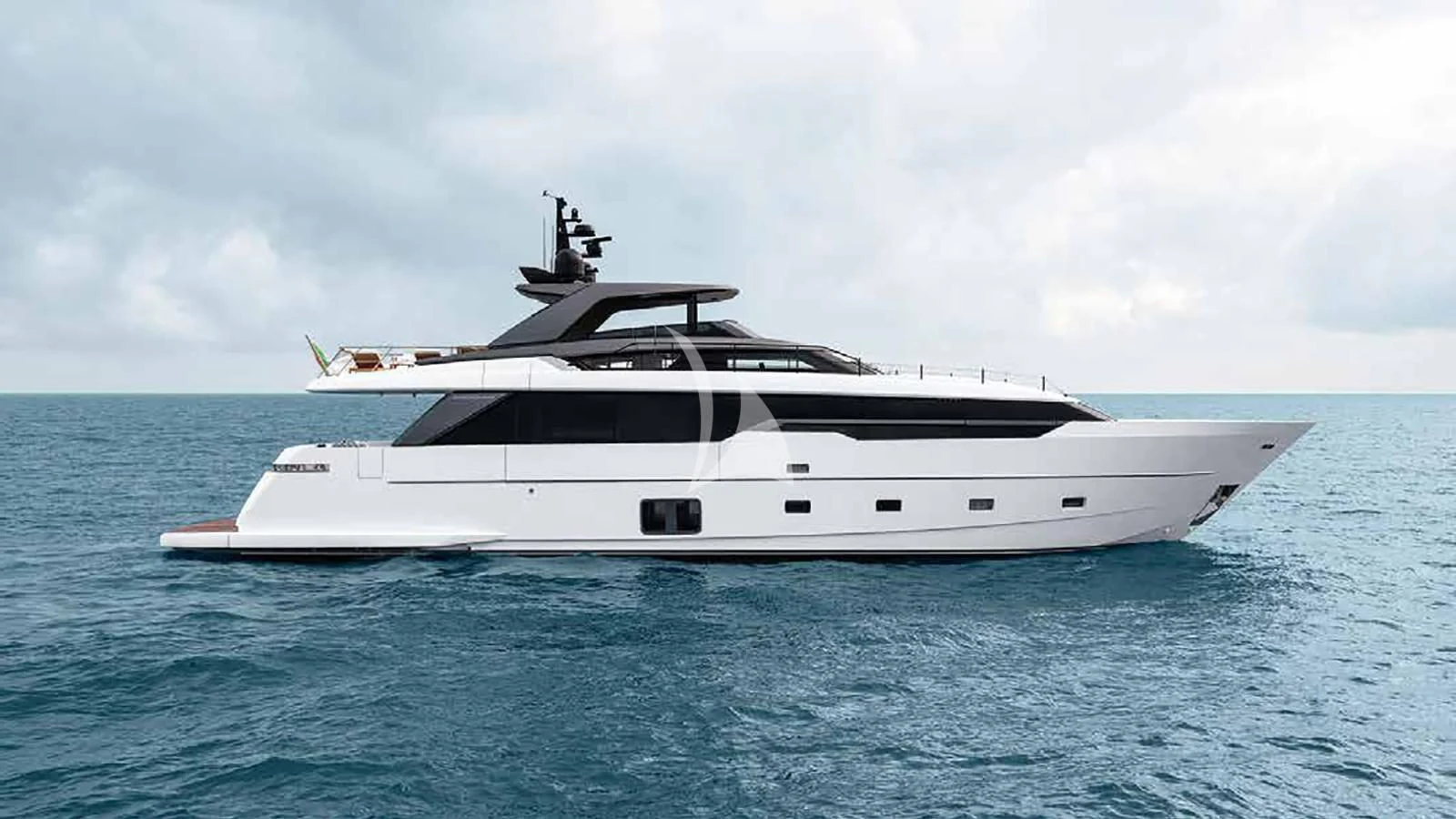 a white yacht in the water aboard ADIOS Yacht for Charter