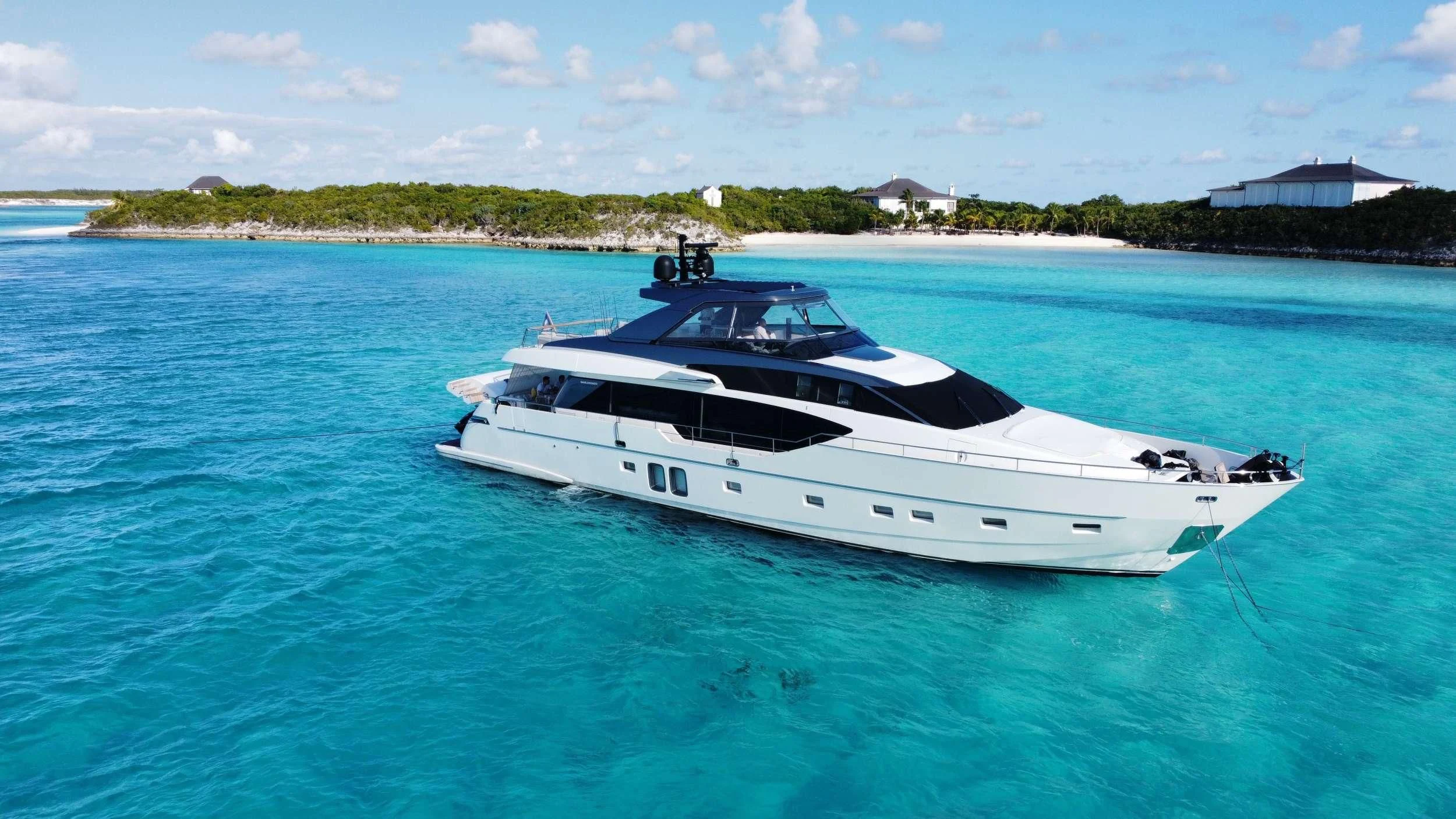 a white yacht in the water aboard C-DAZE Yacht for Sale