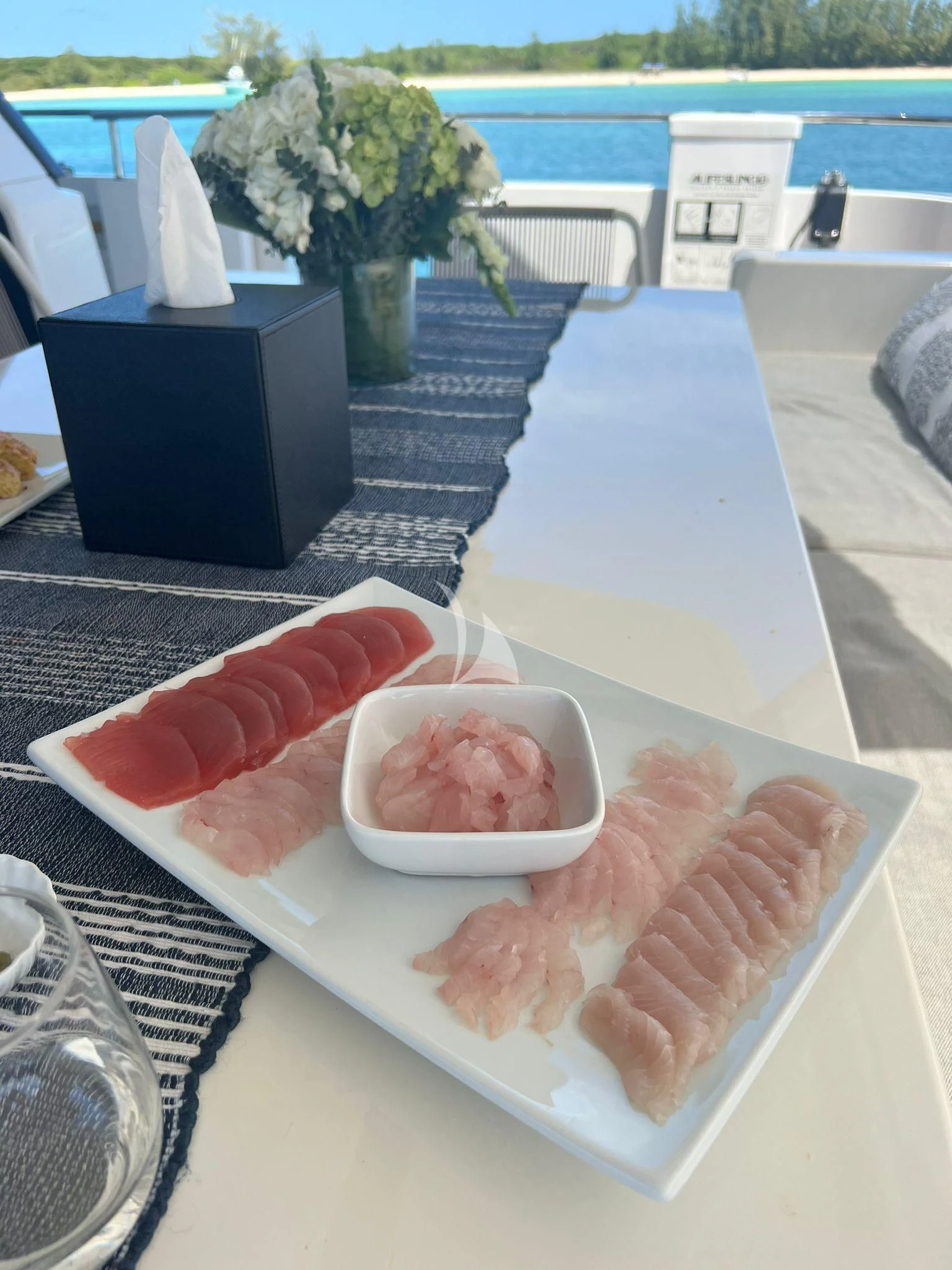 a tray of food aboard C-DAZE Yacht for Sale