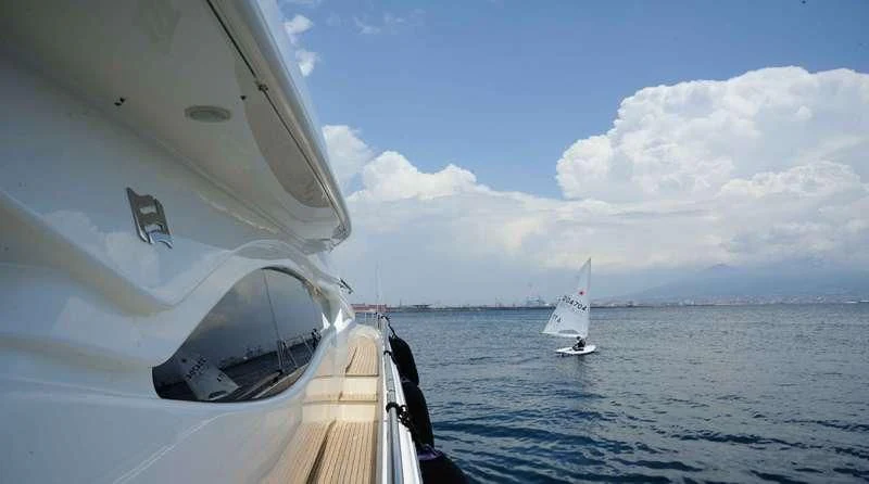 a boat sailing on the sea aboard PAMPERO Yacht for Charter
