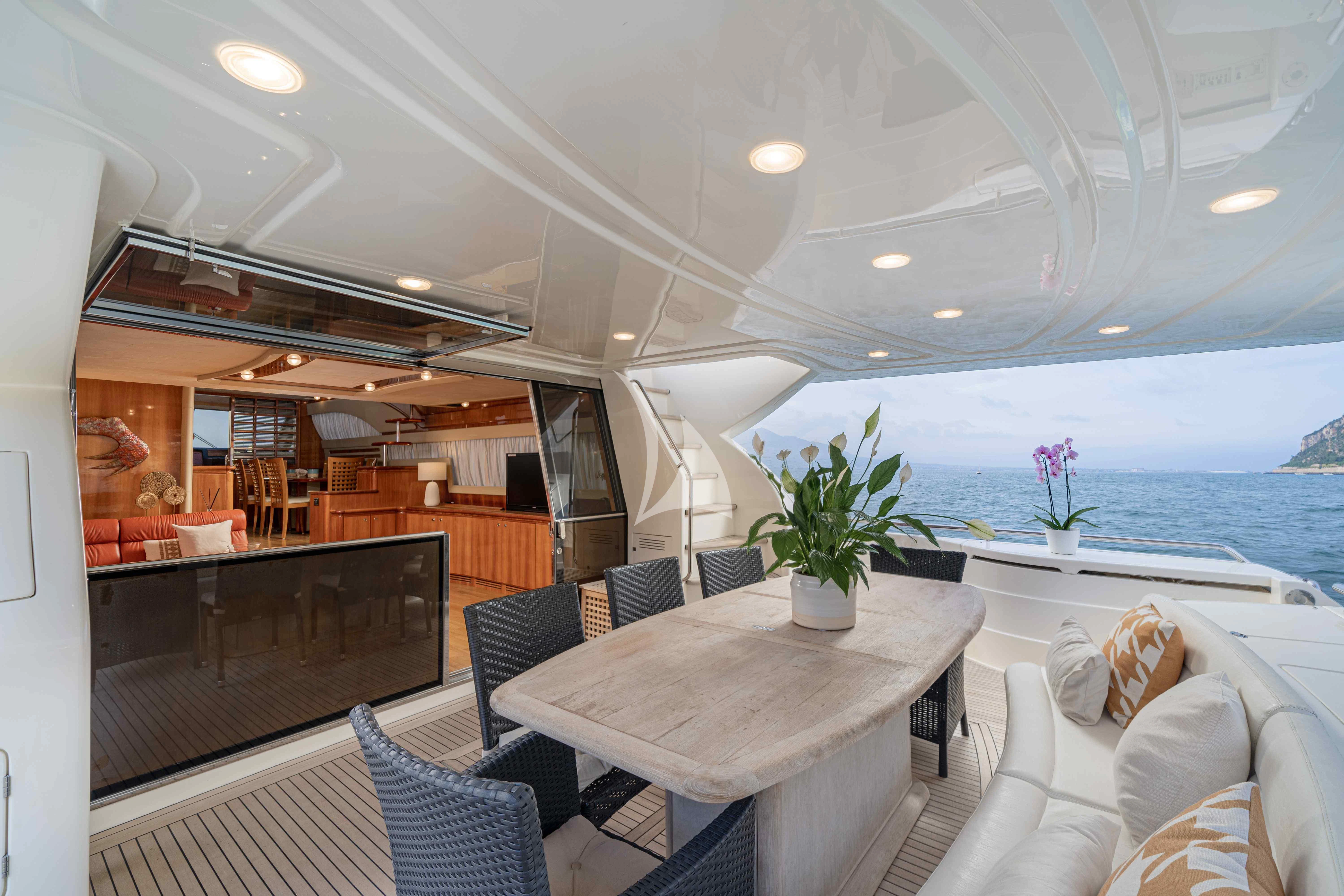 a room with a table and chairs aboard PAMPERO Yacht for Charter