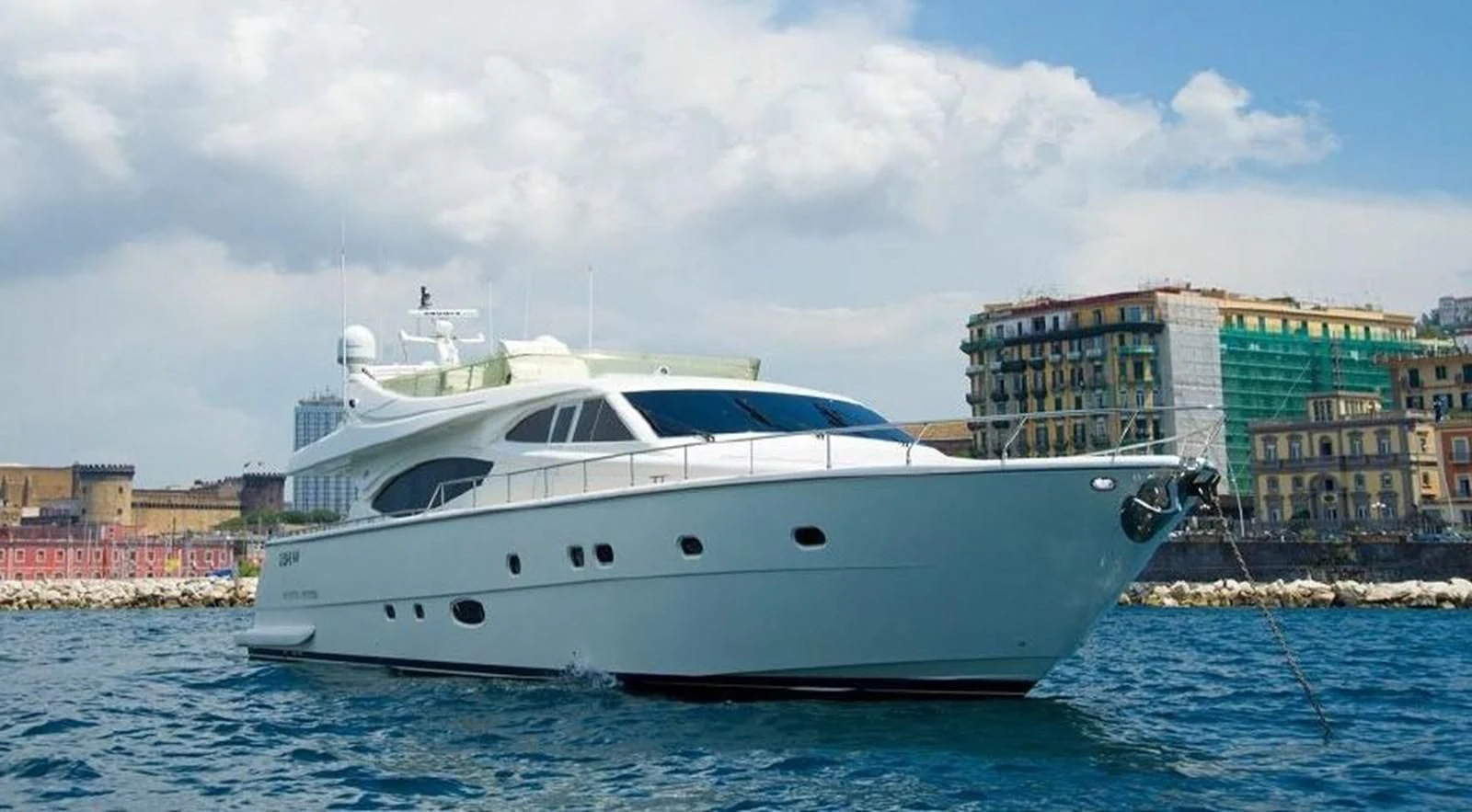 a white yacht in the water aboard PAMPERO Yacht for Charter