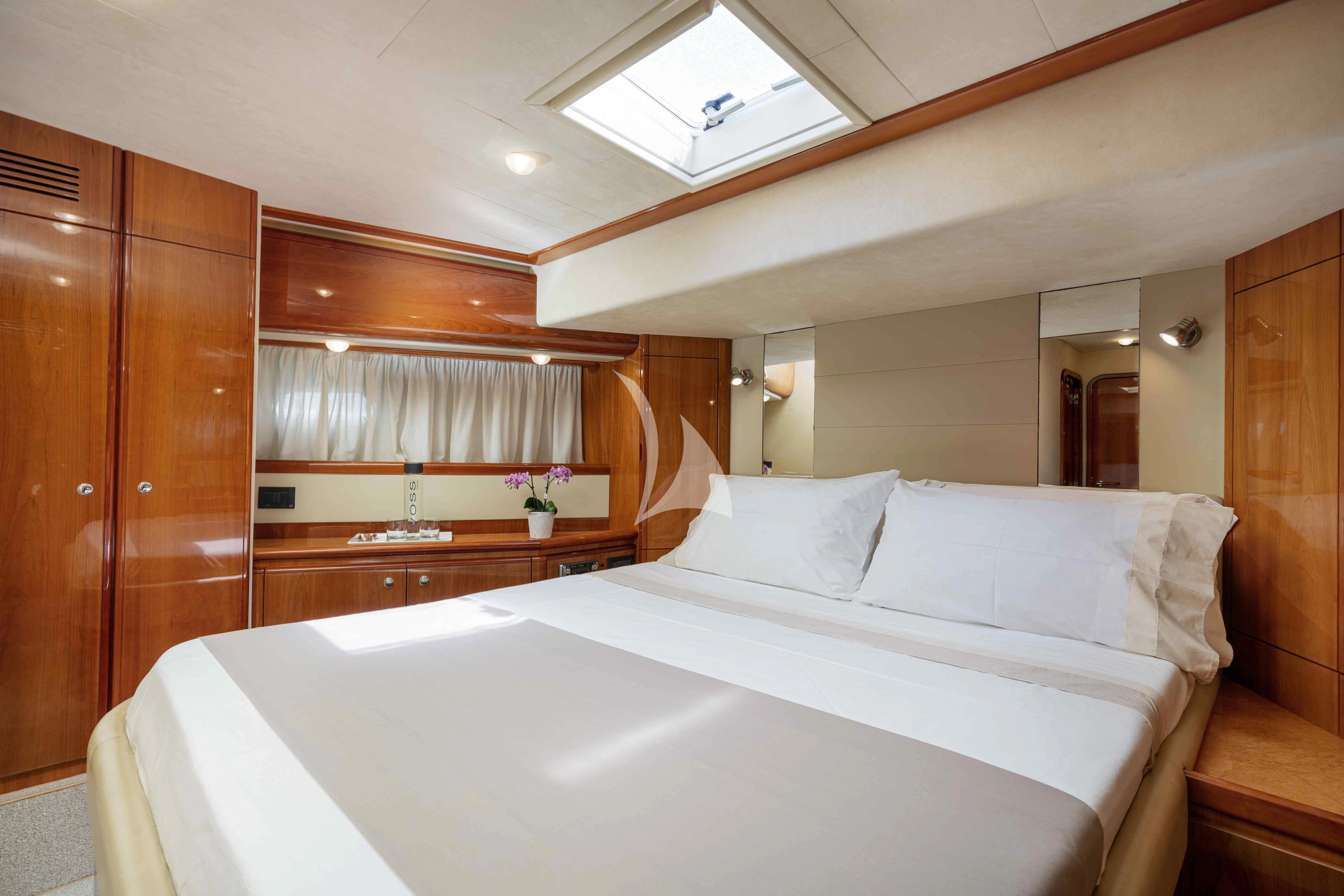 a bed in a room aboard PAMPERO Yacht for Charter