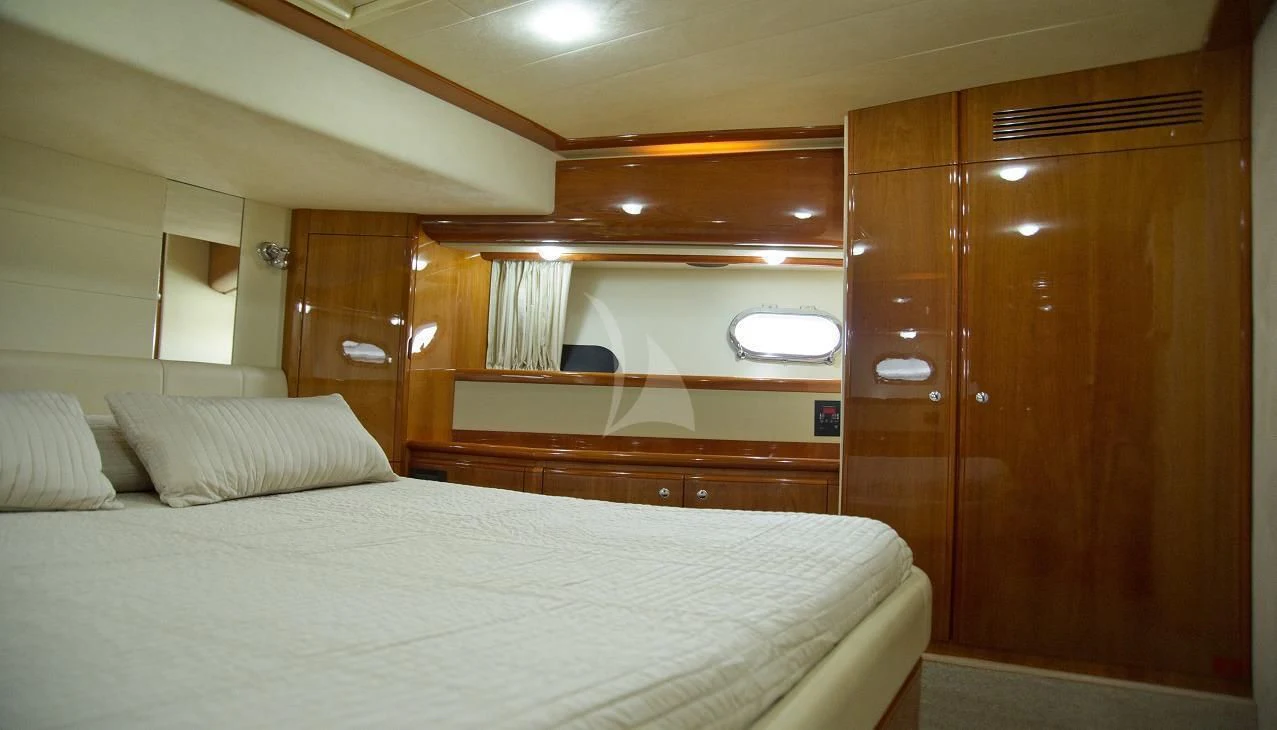 a bed in a room aboard PAMPERO Yacht for Charter